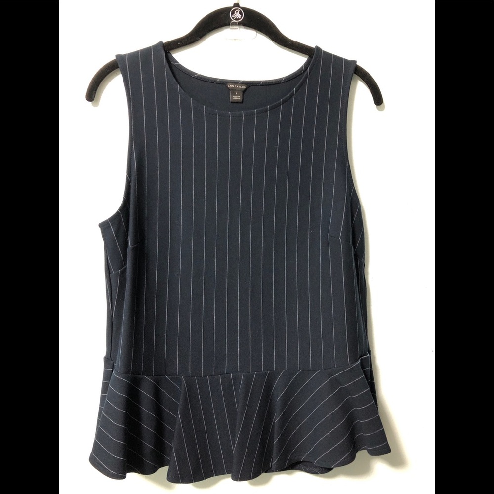 Ann Taylor striped peplum top Sz L